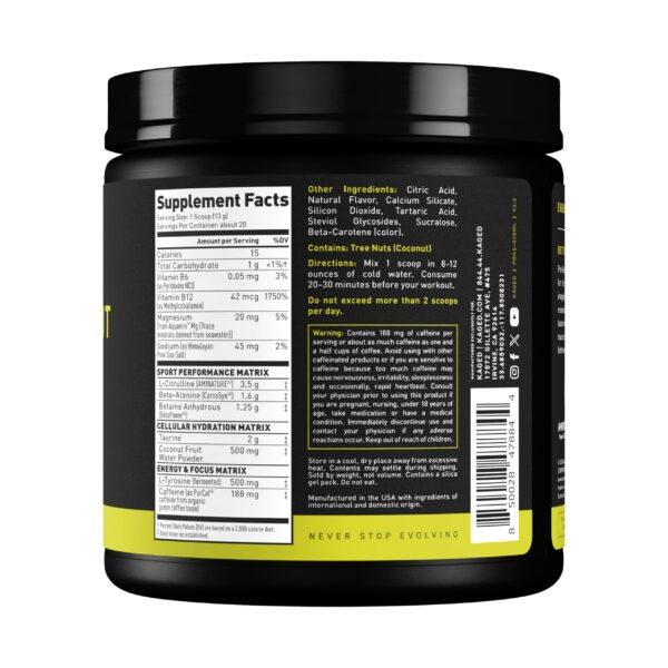 Etiqueta del producto Kaged Sport Pre-Workout Mango Lime