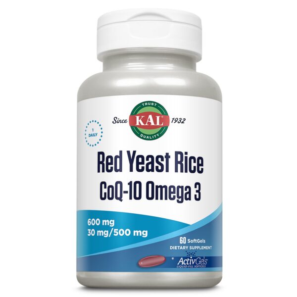 Version 1.0.0 Frasco KAL arroz rojo de levadura COQ10 Omega 3 60 tabletas