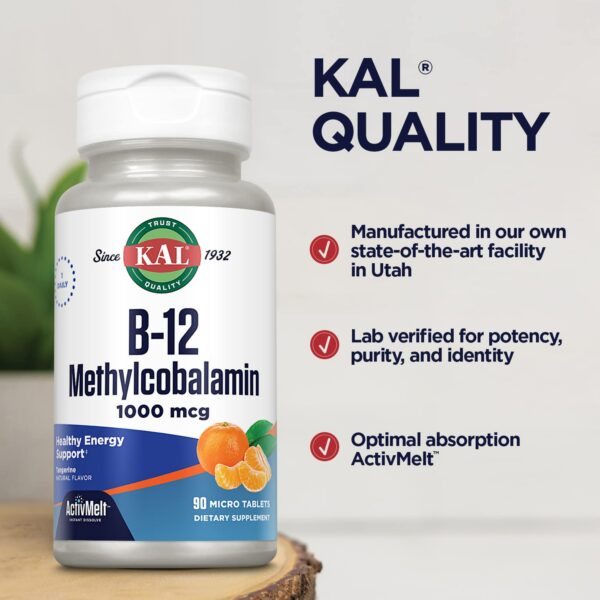 Caja/empaque de KAL B12 Metilcobalamina 1000 mcg