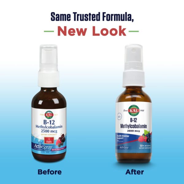 Spray de vitamina B12 KAL para soporte energético.