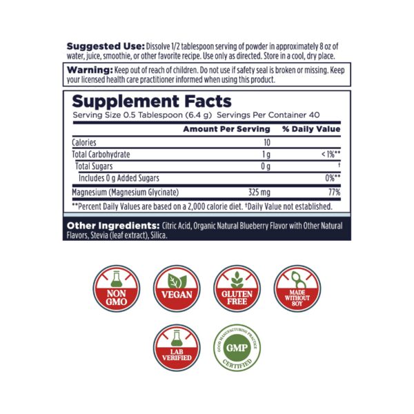 Etiqueta frontal de KAL Calming Magnesium Powder