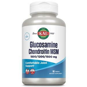 KAL glucosamina condroitina MSM cápsulas frasco