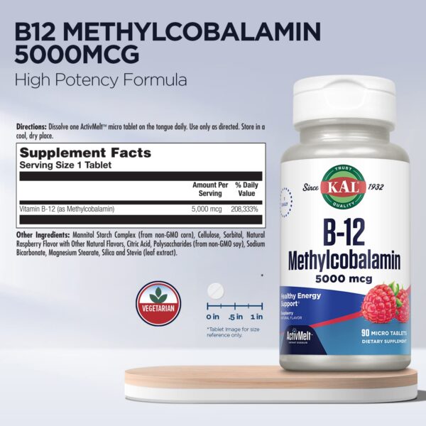 KAL inteligencia vitamina b12 suplemento caja lateral