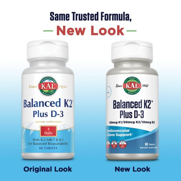 KAL K2 D-3 tabletas envase y etiqueta