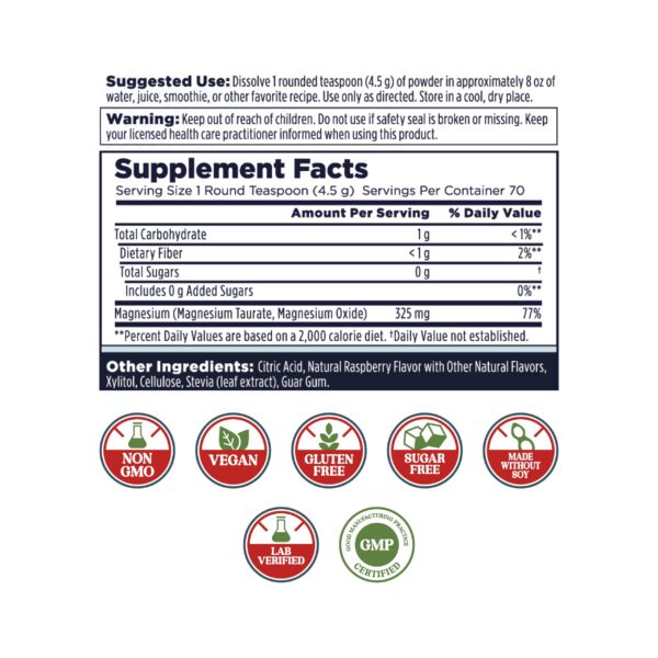Polvo de magnesio sabor frambuesa en taza
