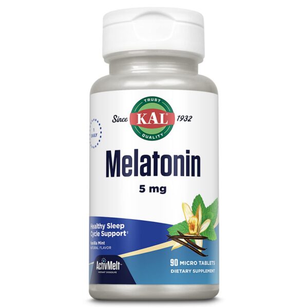 KAL melatonina 5mg tabletas sabor vainilla menta envase