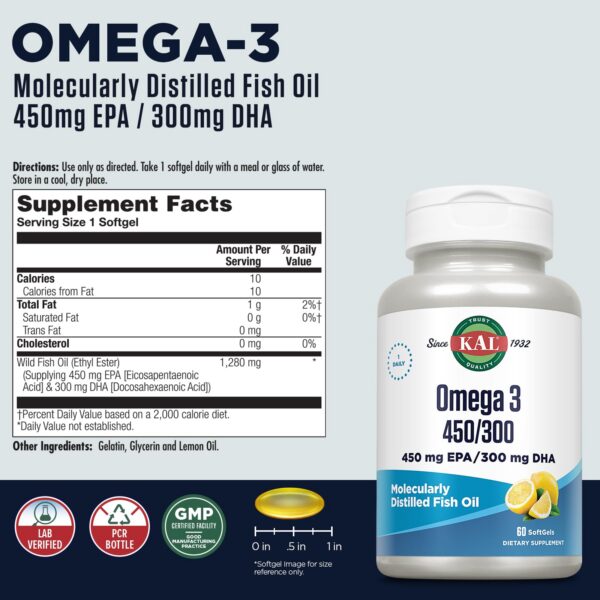 Cápsulas blandas KAL Omega 3 sabor limón vista cercana