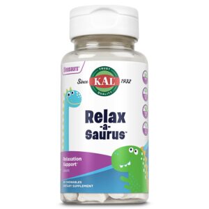 KAL Relax-a-Saurus suplemento infantil para estrés con sabor uva