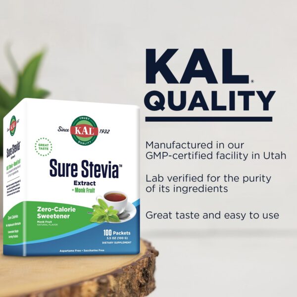 KAL Stevia Plus Monk Fruit ideal para dieta keto baja en carbohidratos
