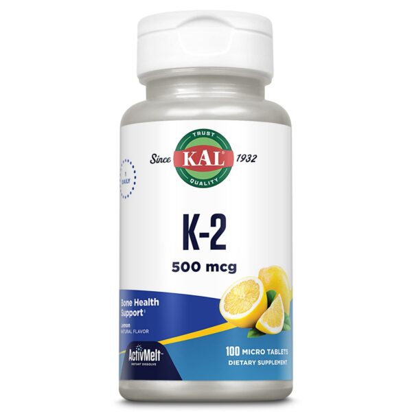 KAL suplemento vitamina K2 500 mcg 100 tabletas micro ActivMelts limón