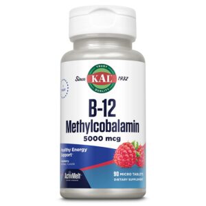 KAL vitamina B12 Metilcobalamina 5000 mcg caja frontal 90 micro tabletas