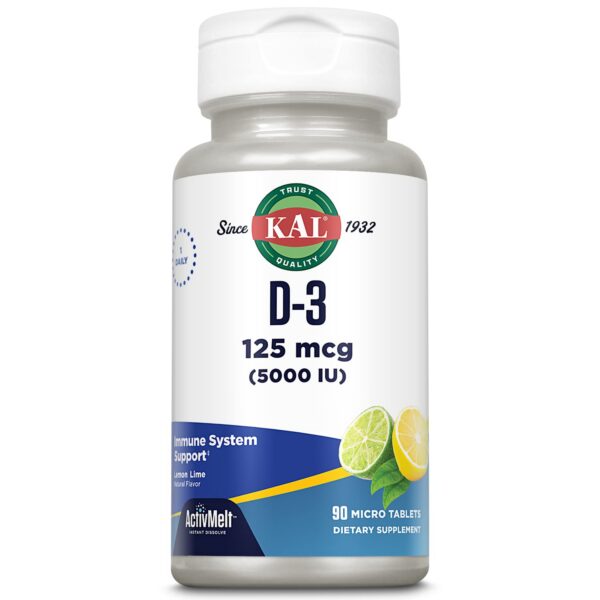 KAL vitamina d3 5000 iu activmelt frasco blanco