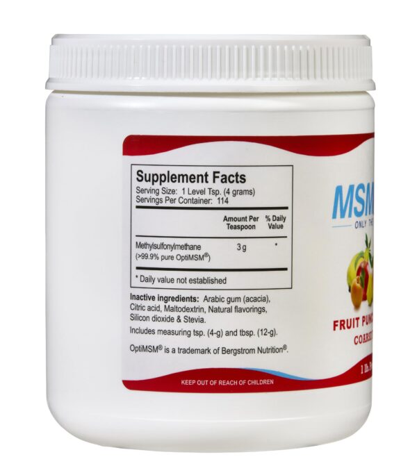 Frasco y copos MSM Kala Health Pure Fruta Punch