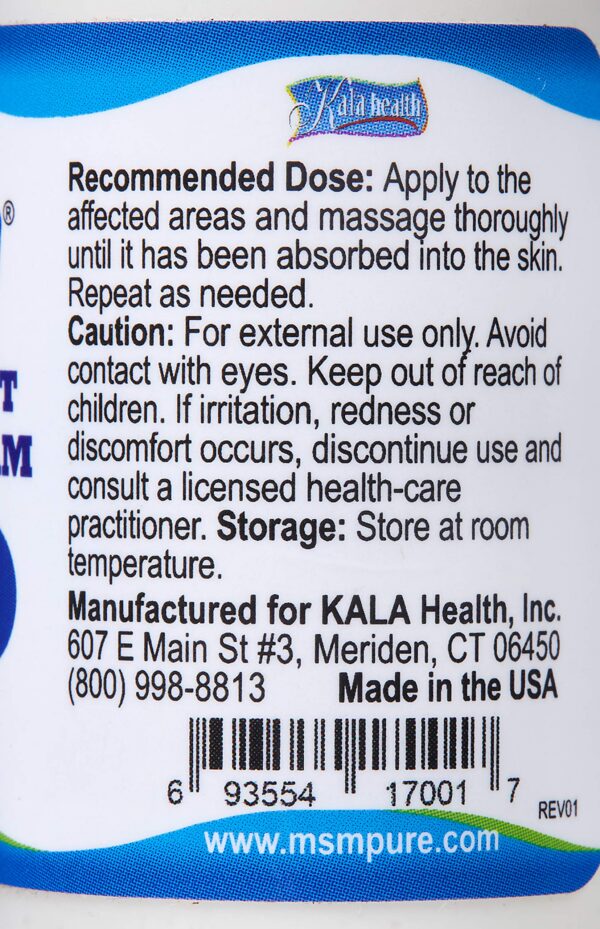 Etiqueta frontal del producto MSM KALA HEALTH