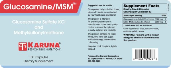 Etiqueta de Karuna glucosamina/MSM 180C