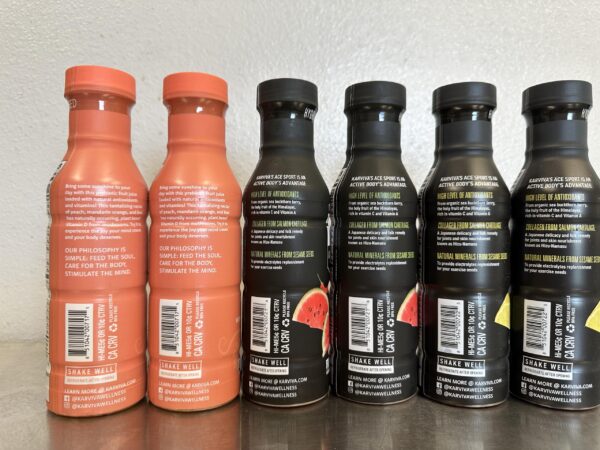 Etiqueta frontal de KARVIVA Wellness Juices
