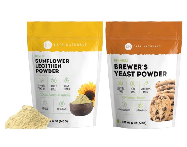 Frente del paquete Kate Naturals Lecitina girasol polvo y levadura