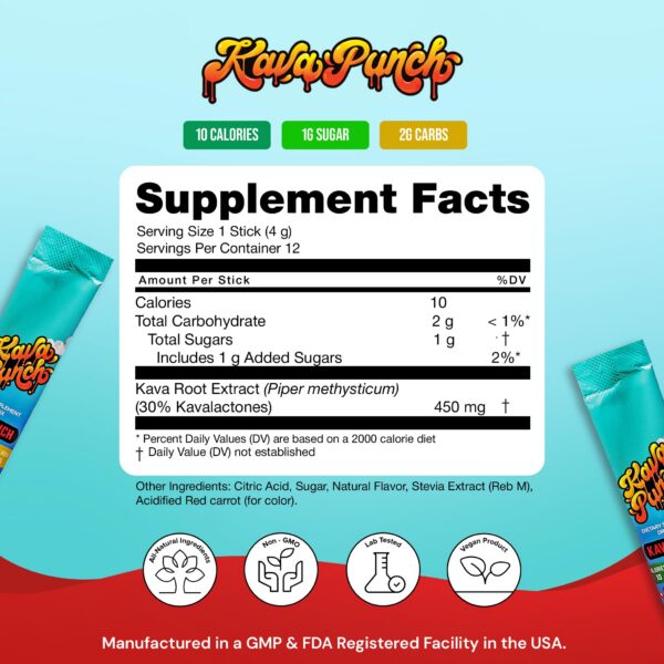 Envase Kava Punch extracto premium Kava Kava para relajación