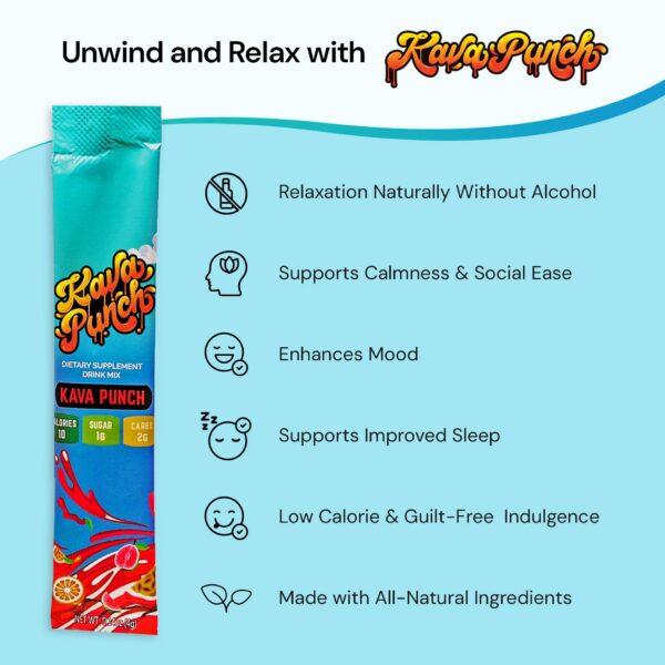 Montón de sobres Kava Punch polvo relajante natural