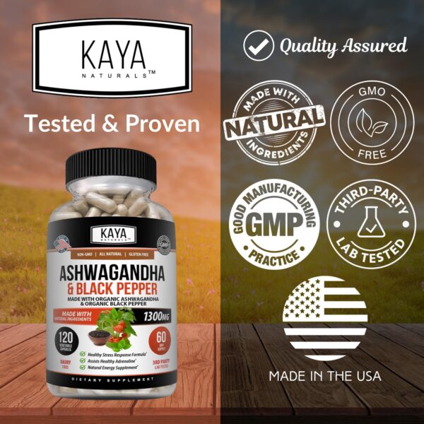 Kaya Naturals ashwagandha etiqueta lateral