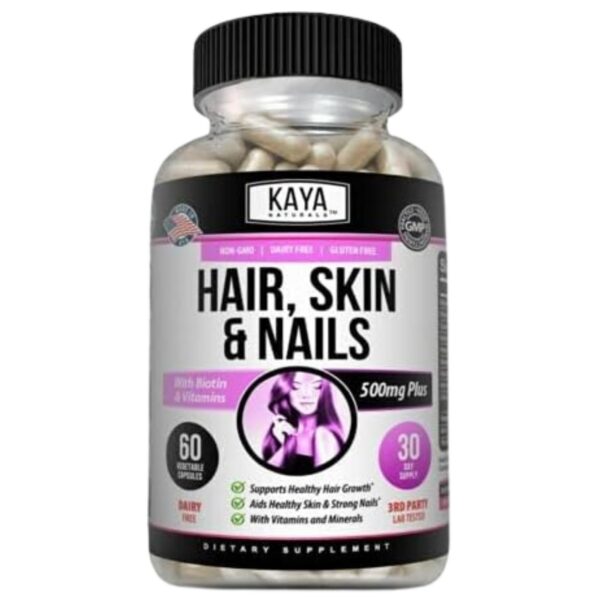 Version 1.0.0 Kaya Naturals frasco cápsulas vitaminas para cabello y piel