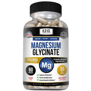 Frente de Kaya Naturals Magnesium Glycinate 183 mg