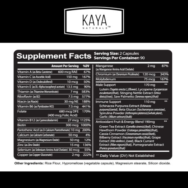 Etiqueta Kaya Naturals para hombres