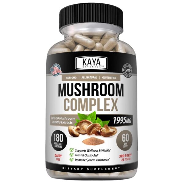 Kaya Naturals suplemento complejo de hongos 180 cápsulas naturales