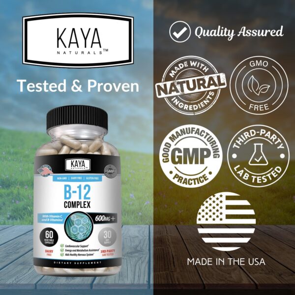 Kaya Naturals suplemento lado cápsulas fondo blanco
