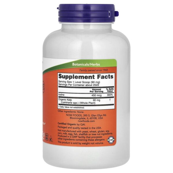 Etiqueta del kelp powder NOW Foods