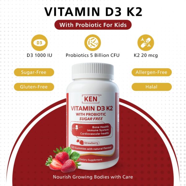 Etiqueta del producto KEN Vitamin D3 K2 para niños