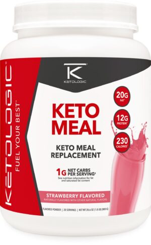 Version 1.0.0 KetoLogic batido reemplazo sabor fresa etiqueta frontal