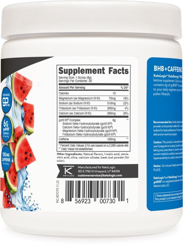 Polvo Ketologic KetoEnergy BHB con cafeína sabor sandía