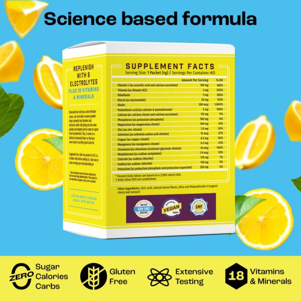 Frente del empaque de electrolitos KEY NUTRIENTS