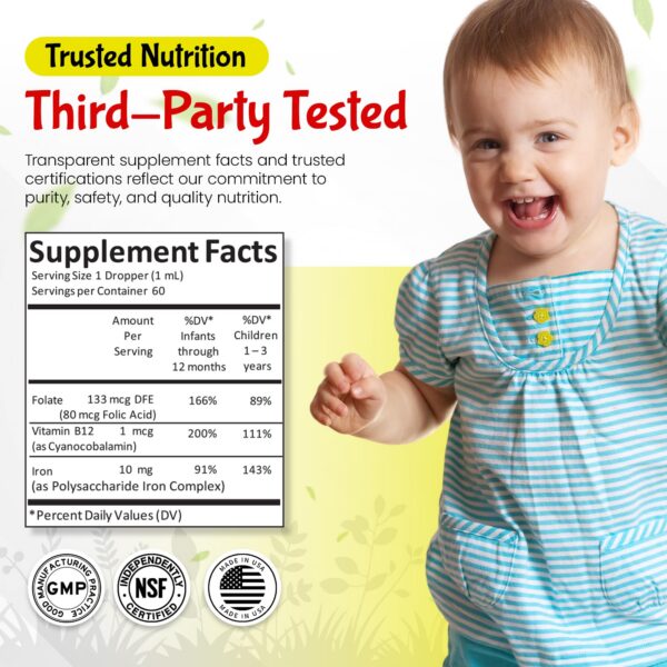 Etiqueta de hierro, B12 y folato