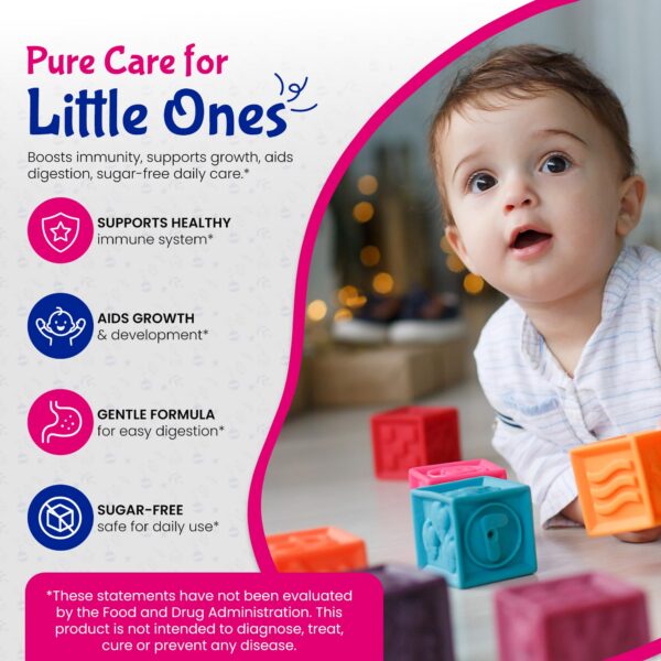 Etiqueta frontal de gotas de zinc para bebé