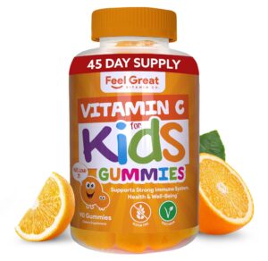 Frente del envase de gomitas de vitamina C para niños