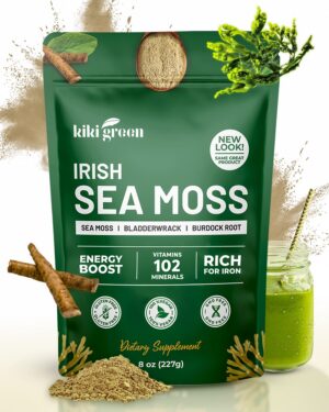 Polvo de musgo marino irlandés en frasco