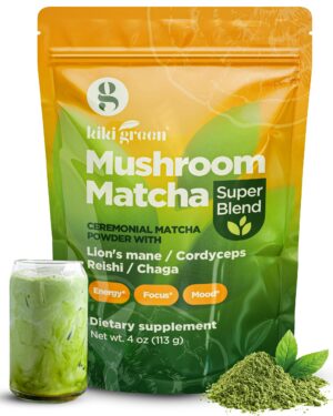KIKI Green polvo matcha y hongos mezcla para energía y enfoque saludable