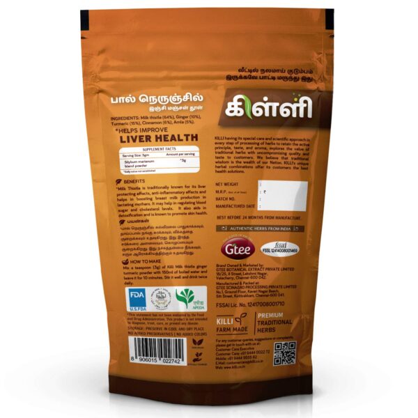 Paquete KILLI polvo natural cardo mariano jengibre cúrcuma