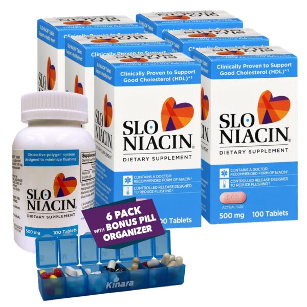 Kinara Slo Niacin 500mg suplemento sin rubor 100 cápsulas