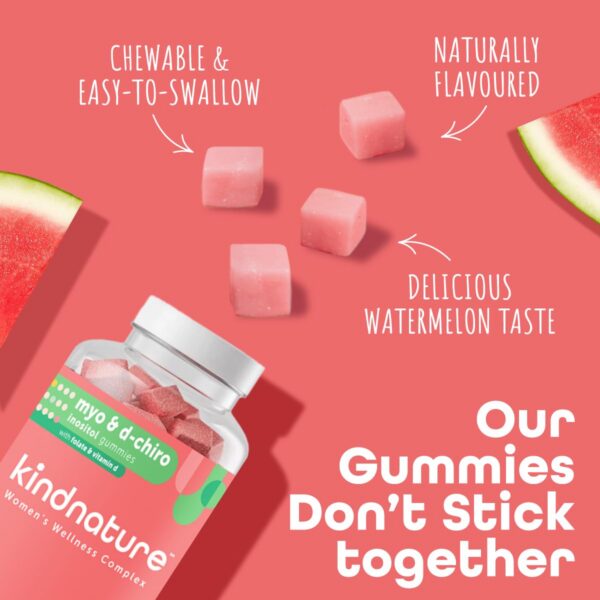 Etiqueta de ingredientes gomitas kindnature Myo-Inositol y Vitamina B1