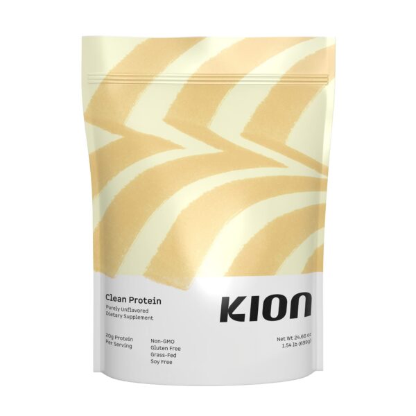 Version 1.0.0 Kion Clean Protein Powder frasco con etiqueta