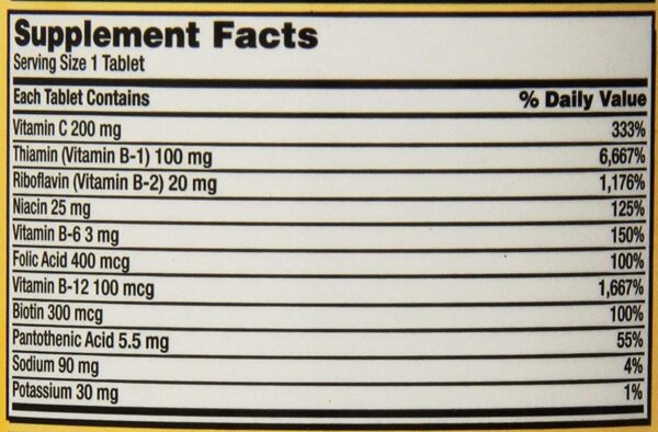 Version 1.0.0 Frasco y etiqueta de Kirkland B-Complex con electrolitos