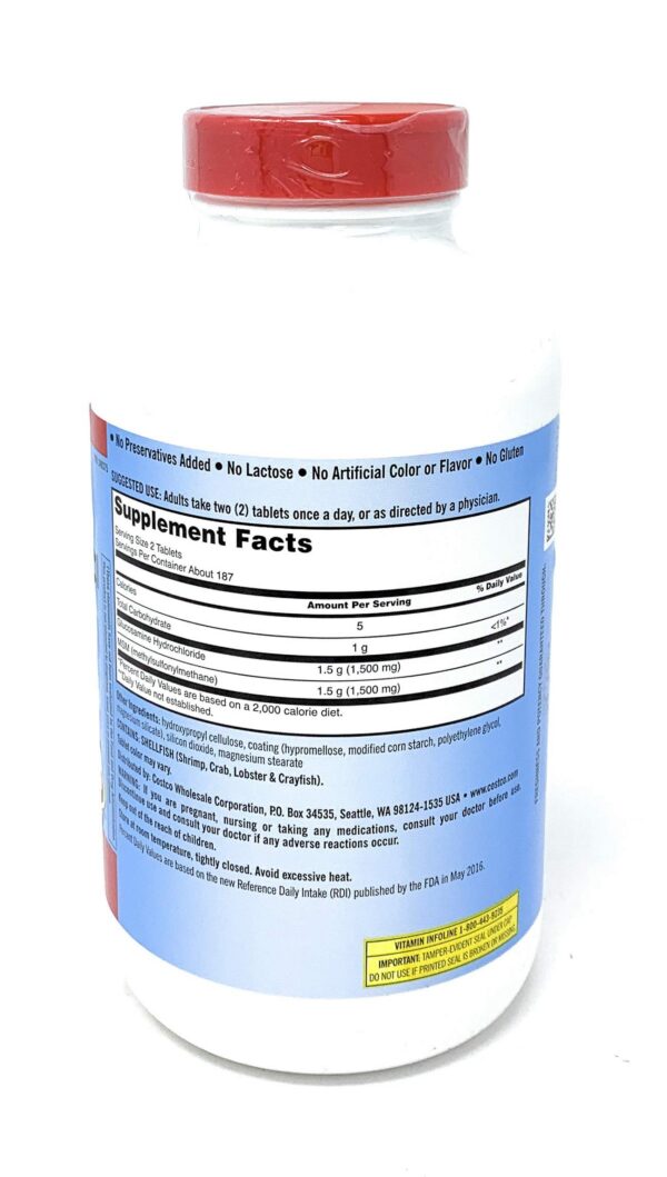 Etiqueta de kirkland glucosamina con msm