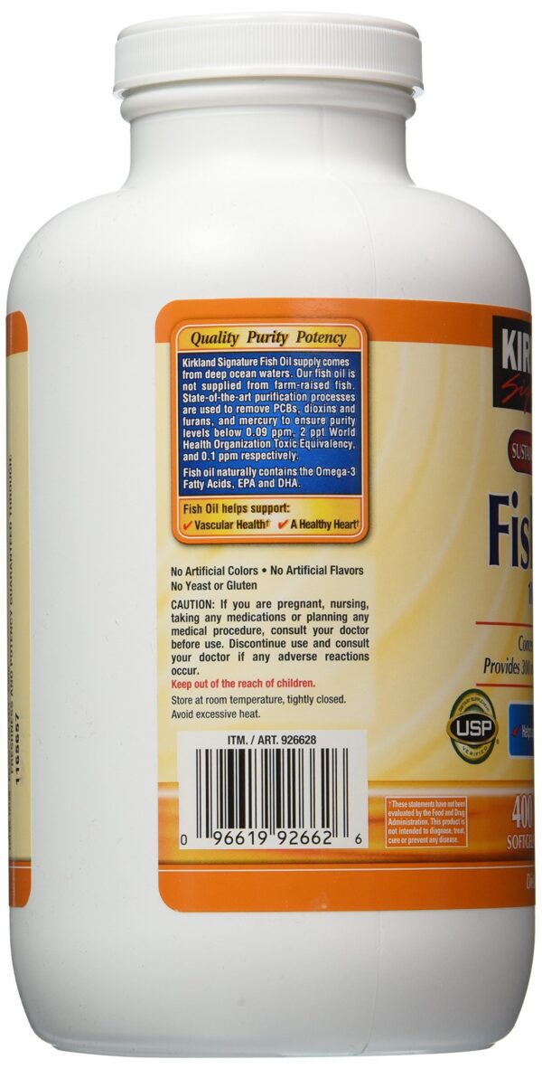 Detalle de la etiqueta de Omega-3 Kirkland Signature