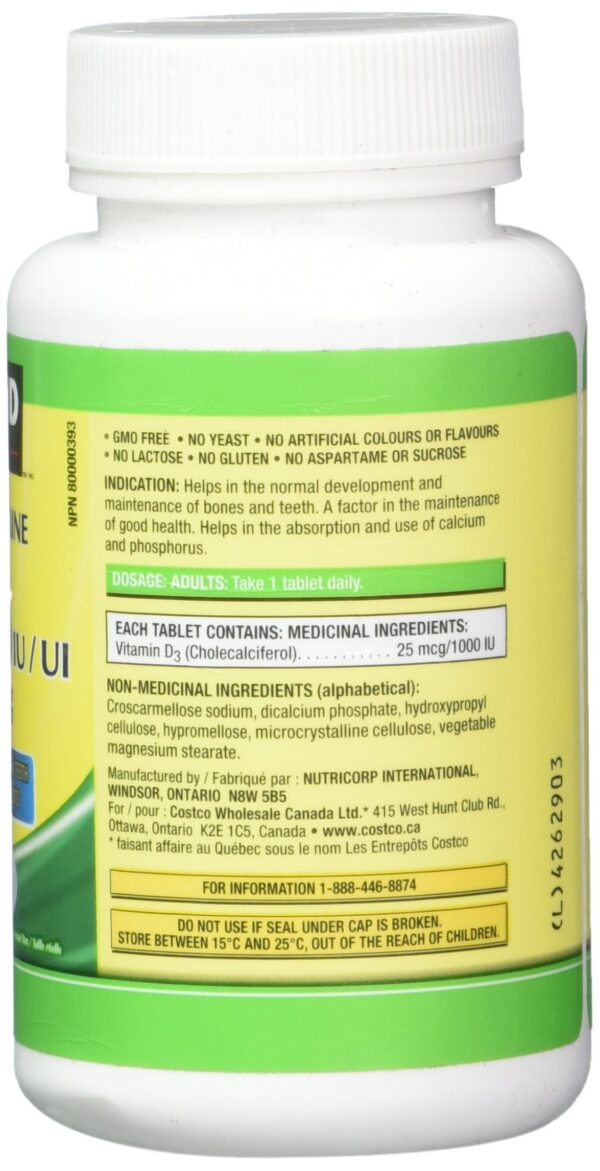 Kirkland Vitamina D3 frasco detalle