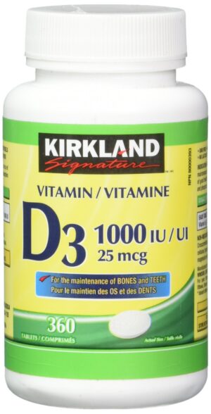 Kirkland Vitamina D3 1000 UI frasco frontal
