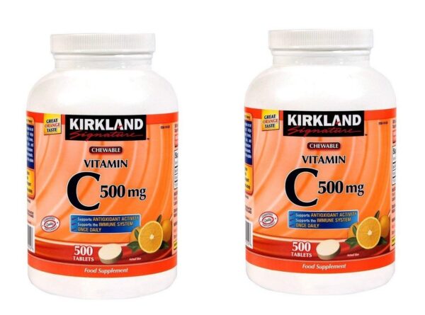 KIRKLAND Vitamina C tableta masticable etiqueta