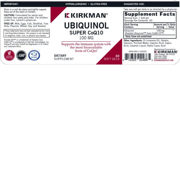Version 1.0.0 Cápsulas Softgels de CoQ10 ubiquinol Kirkman